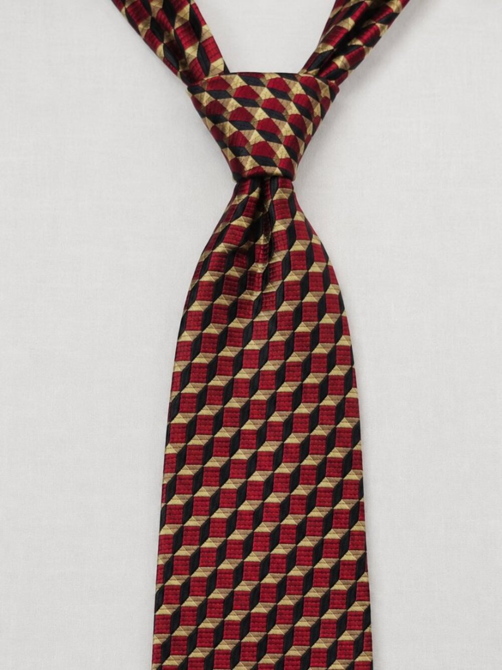 Lands’ End Men’s 100% Silk Handsewn Tie - Geometric Cube Pattern 4x58"